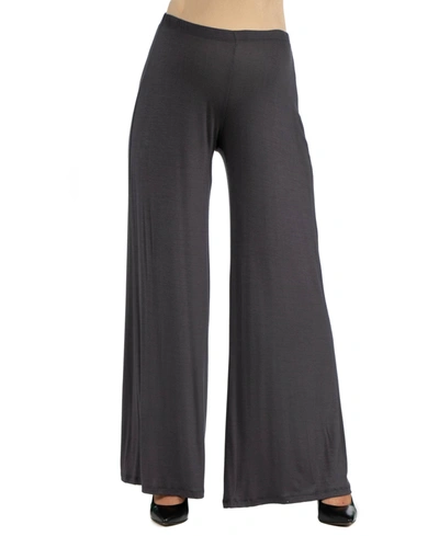 24seven Comfort Apparel Womens Comfortable Solid Color Maternity Palazzo Pants In Charcoal