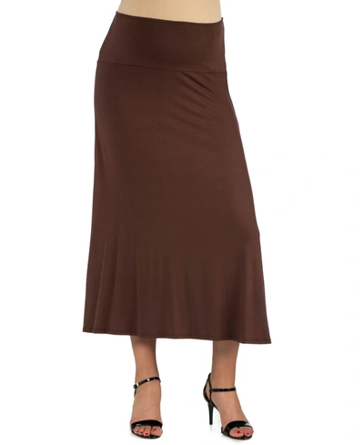 24SEVEN COMFORT APPAREL WOMENS ELASTIC WAIST SOLID COLOR MATERNITY MAXI SKIRT