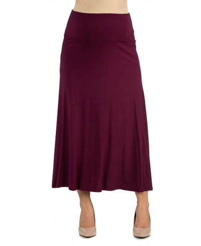 24SEVEN COMFORT APPAREL WOMENS ELASTIC WAIST SOLID COLOR MATERNITY MAXI SKIRT