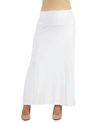 24seven Comfort Apparel Womens Elastic Waist Solid Color Maternity Maxi Skirt In White