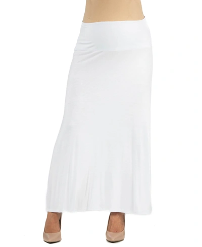 24seven Comfort Apparel Women's Elastic Waist Maxi Skirt In White