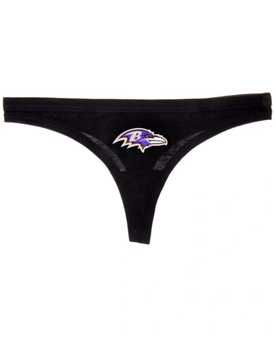 Concepts Sport Women's Black Baltimore Ravens Solid Logo Thong