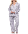 White Mark Plus Size Long Sleeve Floral Pajama Set, 2-piece In Gray