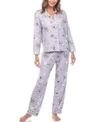 White Mark Plus Size Long Sleeve Floral Pajama Set, 2-piece In Gray