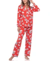 White Mark Plus Size Long Sleeve Floral Pajama Set, 2-piece In Red