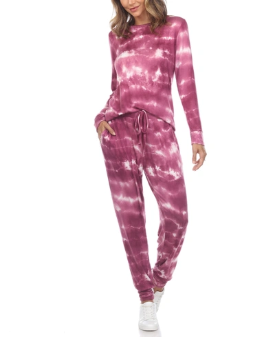 White Mark Women's 2 Piece Tie Dye Lounge Set In Violet Tie-dye