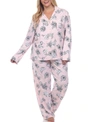 White Mark Plus Size Long Sleeve Floral Pajama Set, 2-piece In Rose