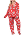 White Mark Plus Size Long Sleeve Floral Pajama Set, 2-piece In Red
