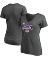 Fanatics Women's Heathered Charcoal Los Angeles Lakers 2020 Western Conference Champions Locker Room V-neck T In Black