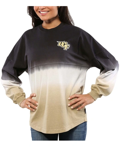 Spirit Jersey Women's Black Ucf Knights Ombre Long Sleeve Dip-dyed