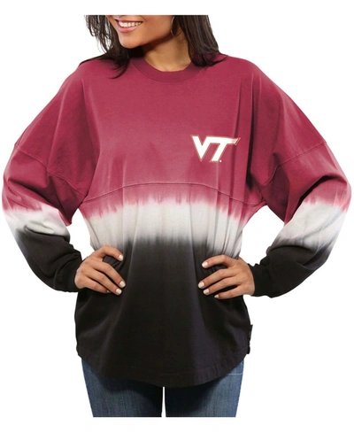 Spirit Jersey Women's Maroon Virginia Tech Hokies Ombre Long Sleeve Dip-dyed