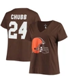 FANATICS WOMEN'S NICK CHUBB BROWN CLEVELAND BROWNS NAME AND NUMBER V-NECK T-SHIRT