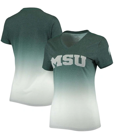 BOXERCRAFT WOMEN'S HEATHER GREEN MICHIGAN STATE SPARTANS OMBRE V-NECK T-SHIRT