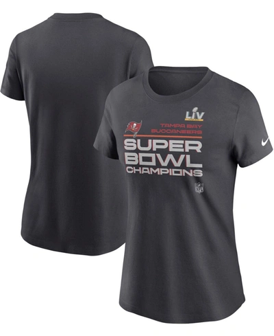 NIKE WOMEN'S ANTHRACITE TAMPA BAY BUCCANEERS SUPER BOWL LV CHAMPIONS LOCKER ROOM TROPHY COLLECTION T-SHIR
