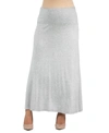 24seven Comfort Apparel Womens Elastic Waist Solid Color Maternity Maxi Skirt In Heather Gray