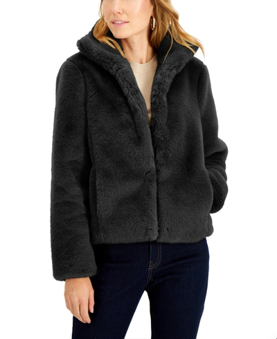 Inc International Concepts Petite Cropped Faux-fur Jacket, Created For Macy's In Deep Black