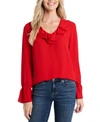 Cece Ruffle Detail V-neck Blouse In Luminous Red