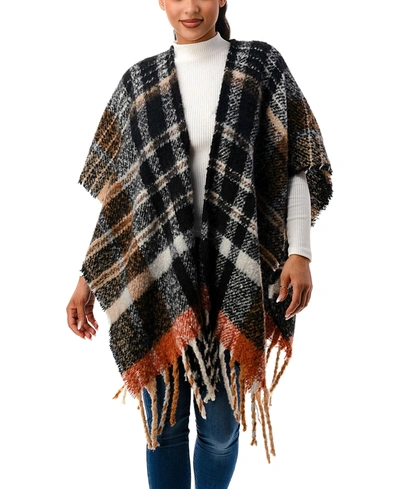 Marcus Adler Plaid Ruana In Black