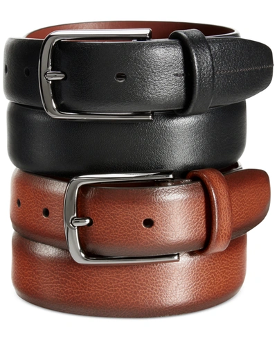 Perry Ellis Portfolio Men's Leather Park Avenue Big And Tall Belt In Brown