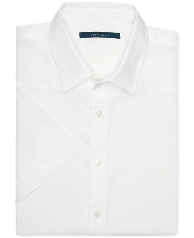 Perry Ellis Men's Linen Short-sleeve Button-front Shirt In Bright White