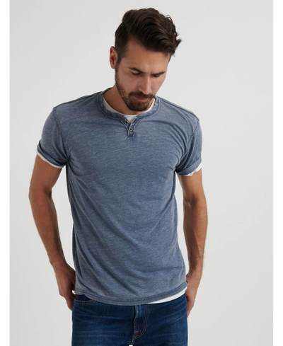 Lucky Brand Men's Venice Burnout Notch Short Sleeves T-shirt In American Navy