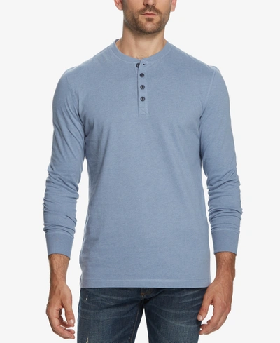 Weatherproof Vintage Men's Long Sleeve Brushed Jersey Henley T-shirt In Medium Blue Heather