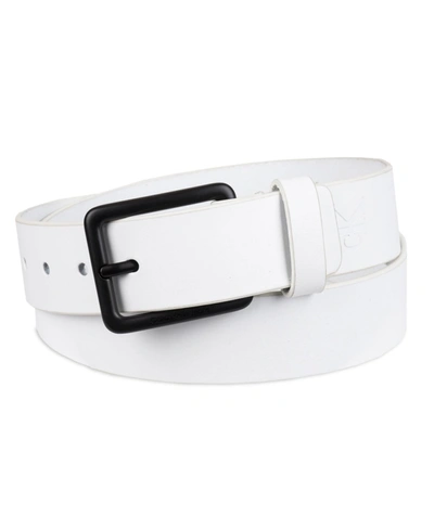 Calvin Klein Men's Genuine Leather Casual Bridle Belt In White