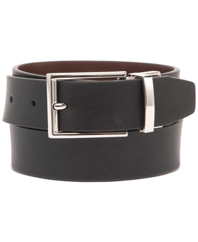 Alfani Men's Textured Belt, Created For Macy's In Charcoal Black