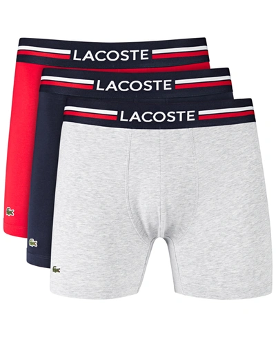 Lacoste Men's Stretch Boxer Brief Set, 3-piece In Multi