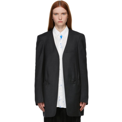 Ader Error Grey Open Front Wool Blazer In Chcoal