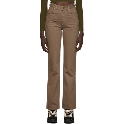 Jacquemus Le De Nimes Slim-leg High-rise Organic-cotton Jeans In Brown