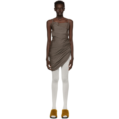 Jacquemus La Dressing Gown Saudade Ruched Dress In Brown