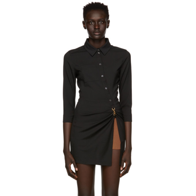 Jacquemus Jocou Asymmetric Wool-blend Crepe Shirt In Black
