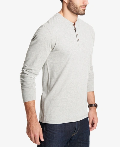 Weatherproof Vintage Men's Long Sleeve Brushed Jersey Henley T-shirt In Light Gray Heather