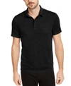 Alfani Men's Stretch Textured Stripe Jacquard Polo Shirt, Created For Macy's In Deep Black