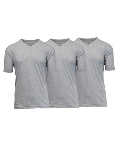 Galaxy By Harvic Men's Short Sleeve V-neck T-shirt, Pack Of 3 In Heather Gray X