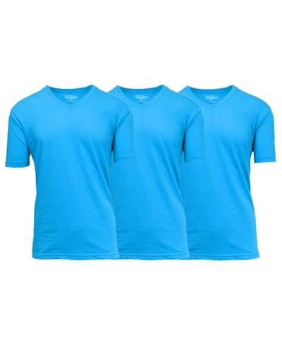 Galaxy By Harvic Men's Short Sleeve V-neck T-shirt, Pack Of 3 In Aqua X