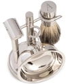 Bey-berk Men's Chrome Monogrammed Safety Razor & Brush Set In 'a'