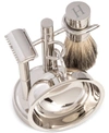 Bey-berk Men's Chrome Monogrammed Safety Razor & Brush Set In 'h'