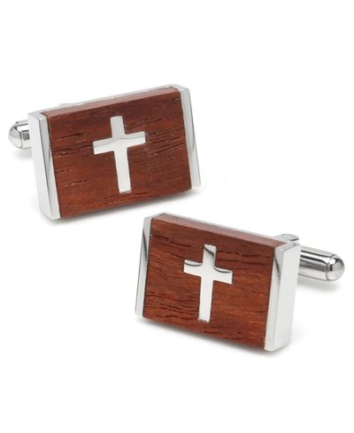 Ox & Bull Trading Co. Ox Bull & Trading Co Wood Cross Cufflinks In Silver