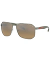 Prada Men's Polarized Sunglasses, Ps 51vs 62 In Gunmetal Rubber/polar Brown Mirror Grey