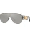 Versace Ve4391 Transparent Grey Sunglasses In Transparent Grey/light Grey Mirror Silve