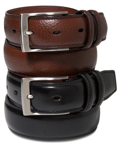 Perry Ellis Portfolio Men's Big And Tall Leather Belt In Black