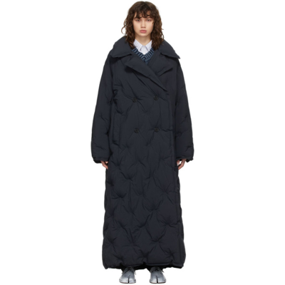 Maison Margiela Quilted Colour-block Coat In 900 Black