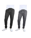 Galaxy By Harvic Men's Basic Stretch Twill Joggers, Pack Of 2 In Black/dark Gray