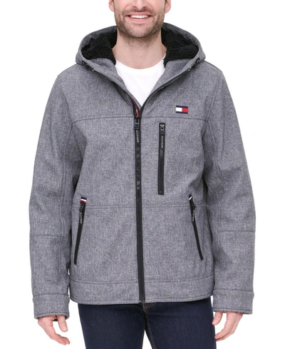 Tommy Hilfiger Men's Sherpa-lined Softshell Hooded Jacket In Heathery Gray