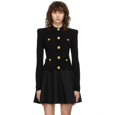 Balmain Black Cropped Cardigan In Black