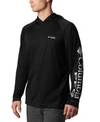 Columbia Men's Terminal Tackle Upf 50 Hoodie In Black/cool Grey Logo