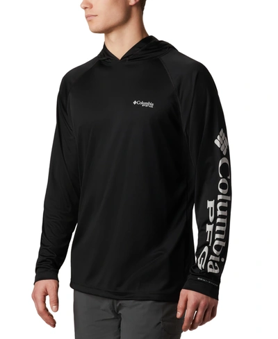 Columbia Men's Terminal Tackle Upf 50 Hoodie In Black,cool Grey Logo