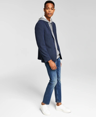Calvin Klein Men's Slim-fit Wool Textured Sport Coat In Navy